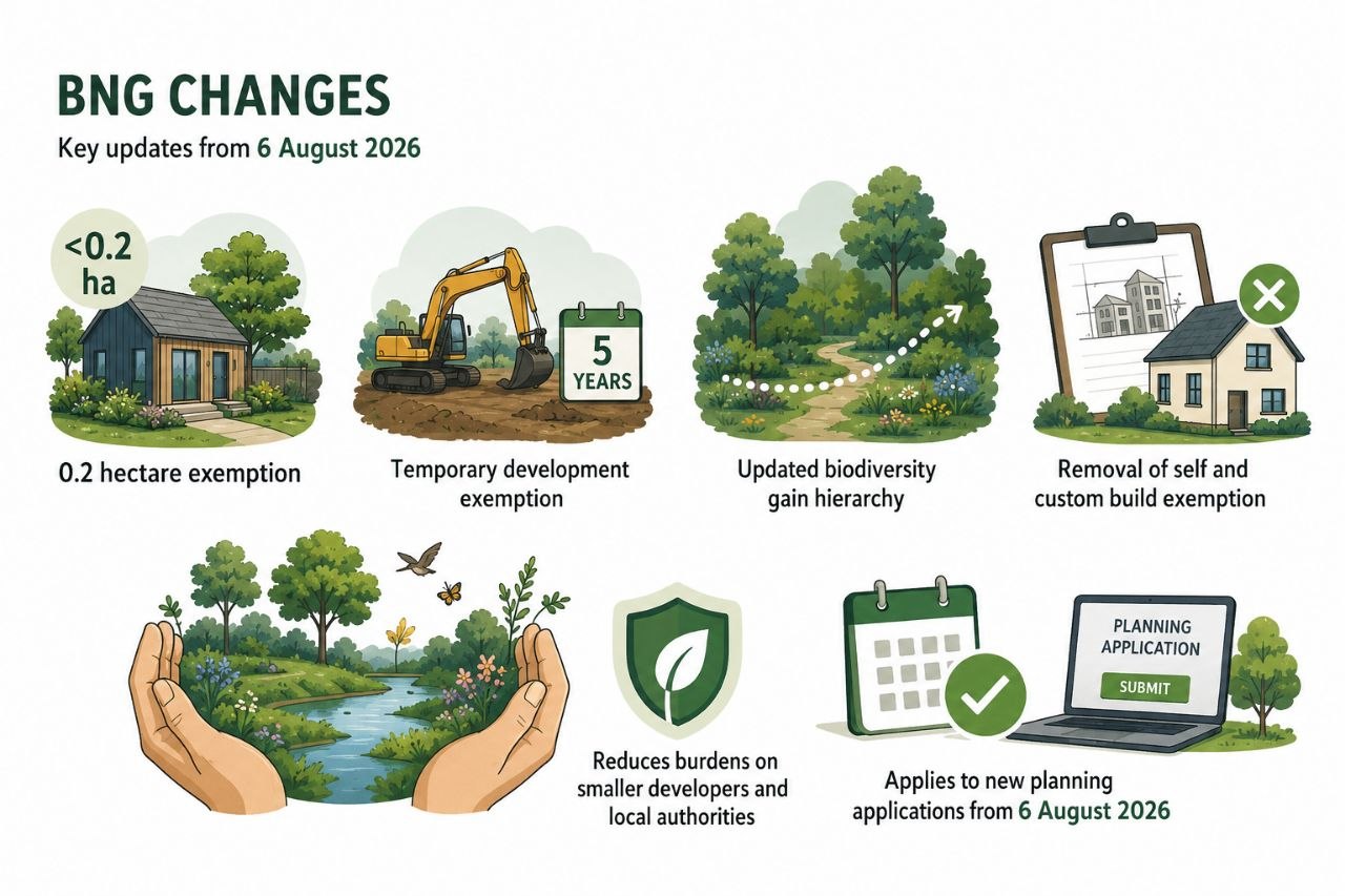 BNG Changes infographic — key updates from 6 August 2026